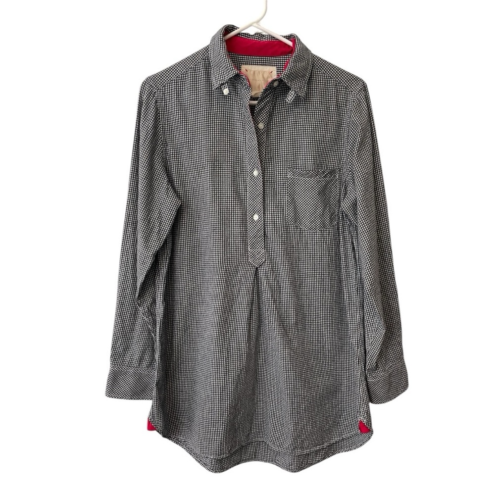 Victoria's Secret Black and White Checkered Sleep Shirt Cotton with Silk Detail